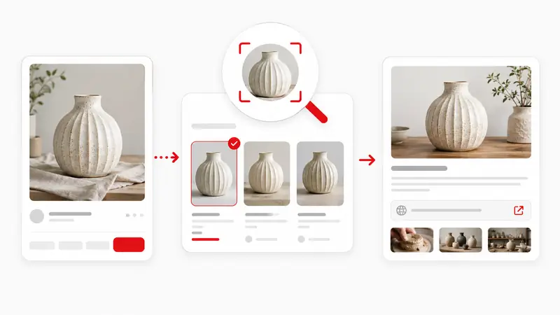 Tracing a Pinterest image through visual matches to its original source website