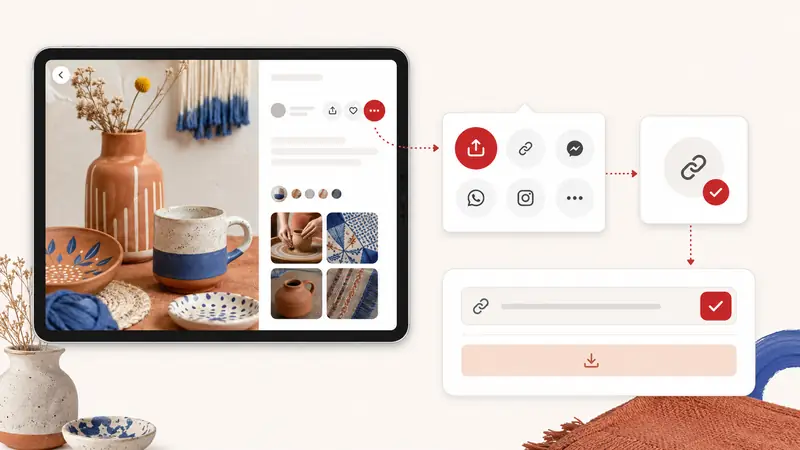 Copia del enlace directo de un Pin de Pinterest desde el menú para compartir