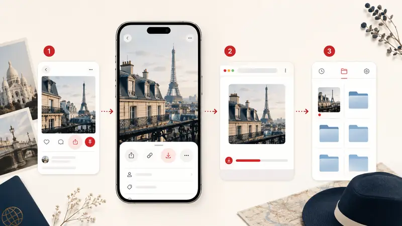 Téléchargement d’un média Pinterest sur mobile et classement dans le dossier des fichiers