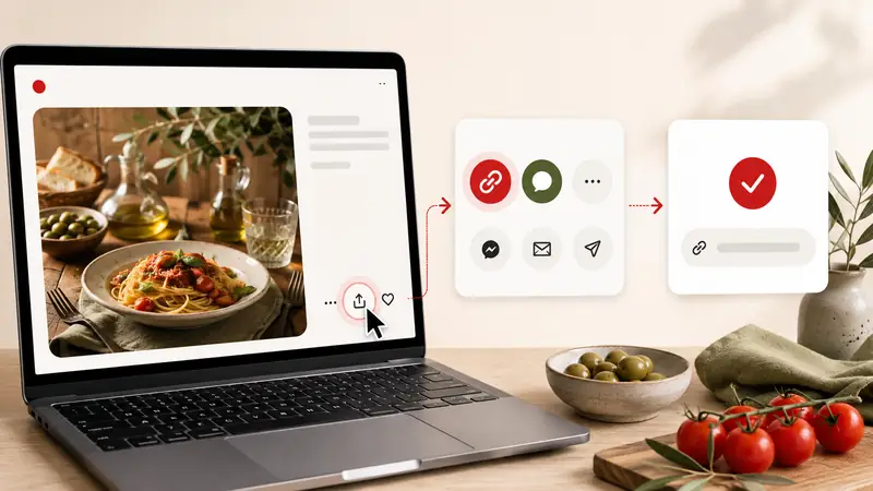 Copia del link diretto di un Pin Pinterest dal menu di condivisione