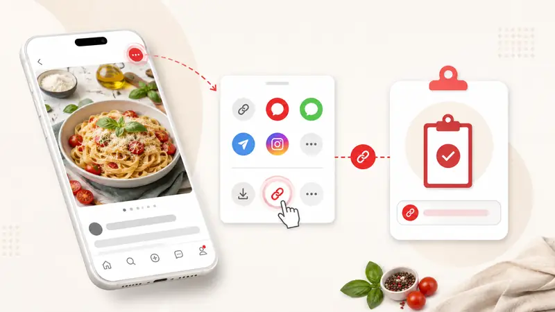 Копирование прямой ссылки на пин Pinterest через меню Поделиться