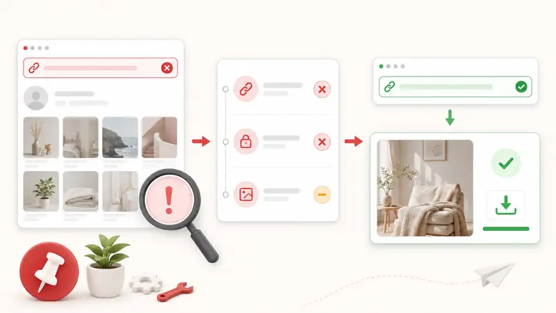 Проверка причин ошибки при скачивании по ссылке Pinterest