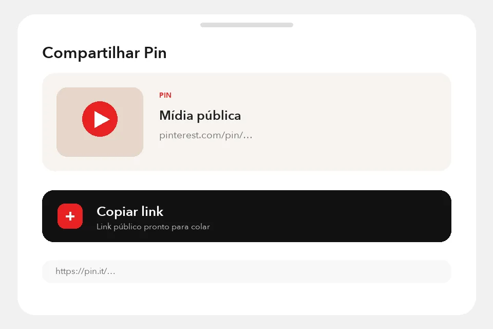Menu de compartilhamento em português com a opção Copiar link