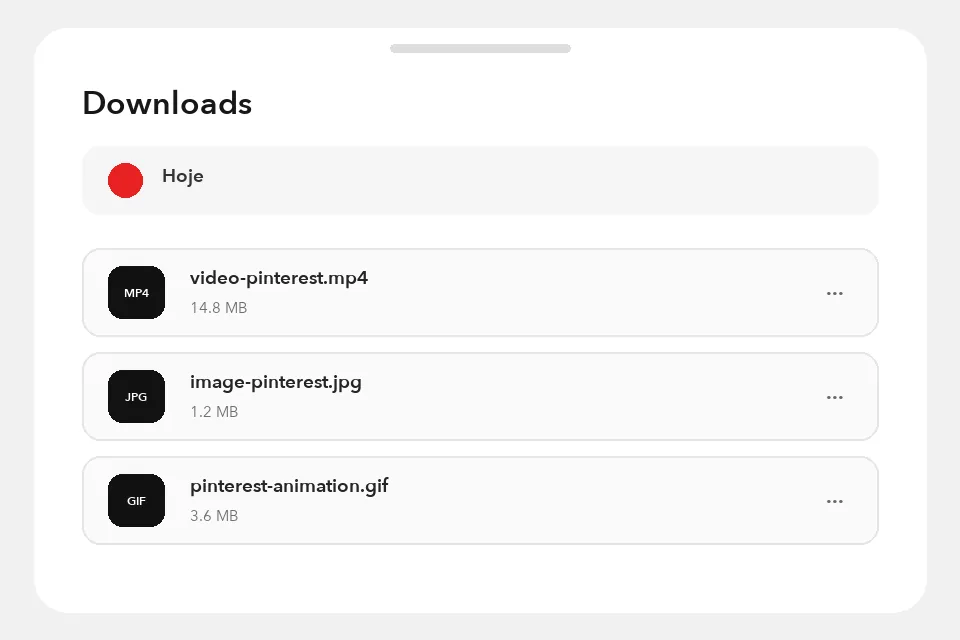 Pasta Downloads em um celular configurado em português