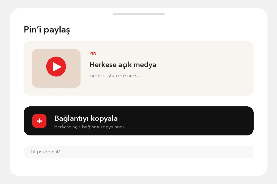 Türkçe paylaşım menüsünde Bağlantıyı kopyala seçeneği